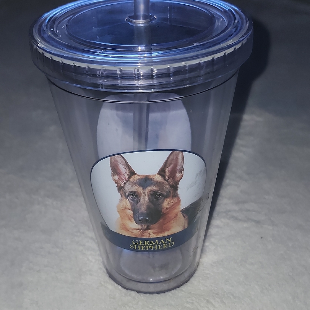 GERMAN SHEPHERD Plastic Drink Glass, Twist Top
